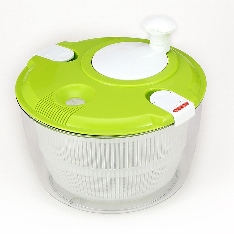 Wholesales Promotional Stainless Steel Square Bowl White Rotary Indoor Fruit Washer Tool Plastic Vegetable Salad Spinner