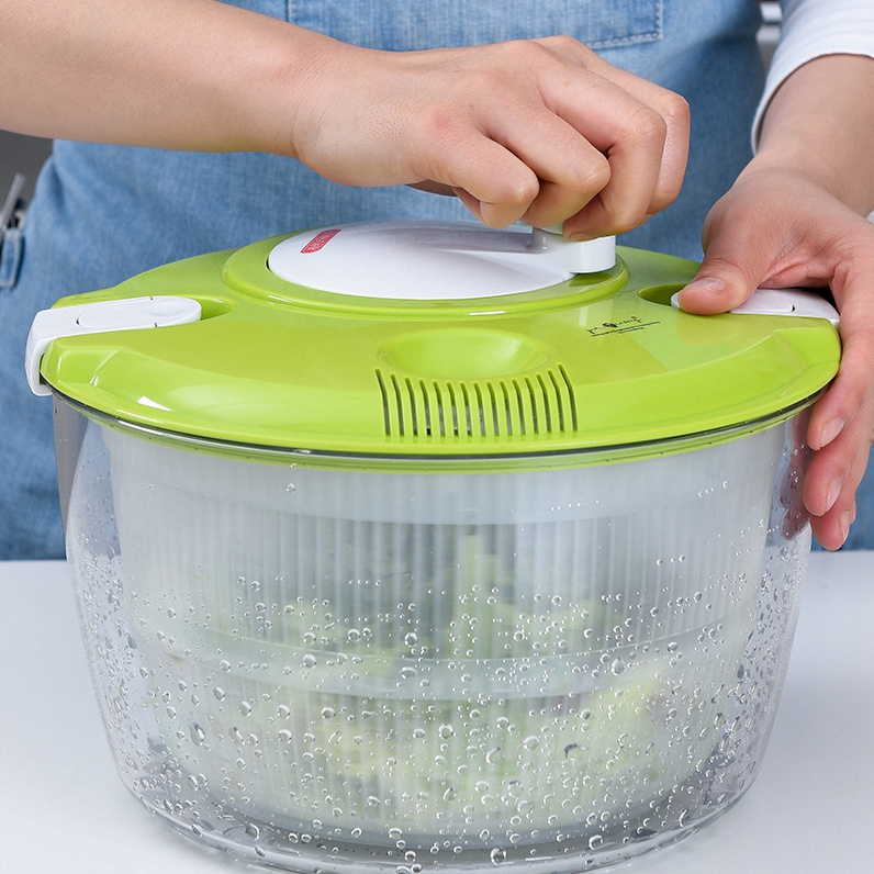 New Design Eco-Friendly Plastic Salad Spinner Green And White Vegetable Salad Spinner