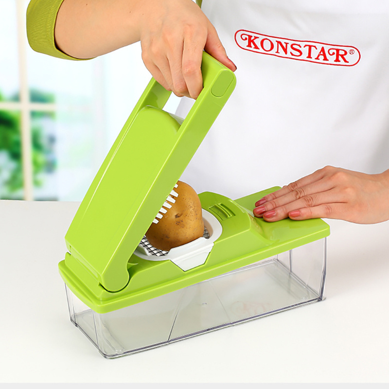 Hotsale Latest Stainless Steel Simple Green Handheld Chopper Salad Maker Kitchenware Helper Vegetable Cutter