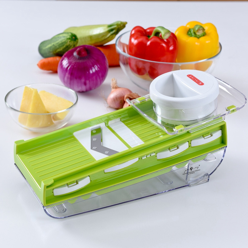 Manual Adjustable 5 In 1 Vegetable Cutter Mandoline Slicer Grater With Container