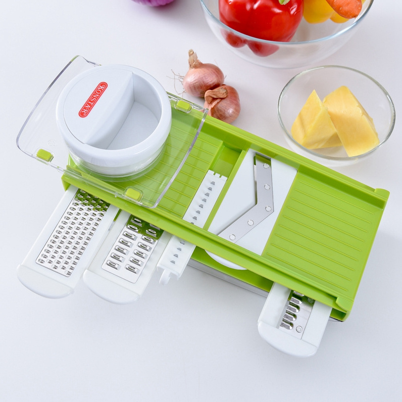 Manual Adjustable 5 In 1 Vegetable Cutter Mandoline Slicer Grater With Container