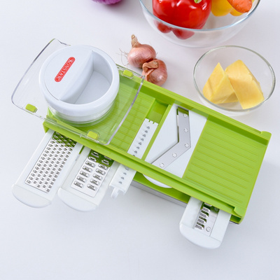 Manual Adjustable 5 In 1 Vegetable Cutter Mandoline Slicer Grater With Container