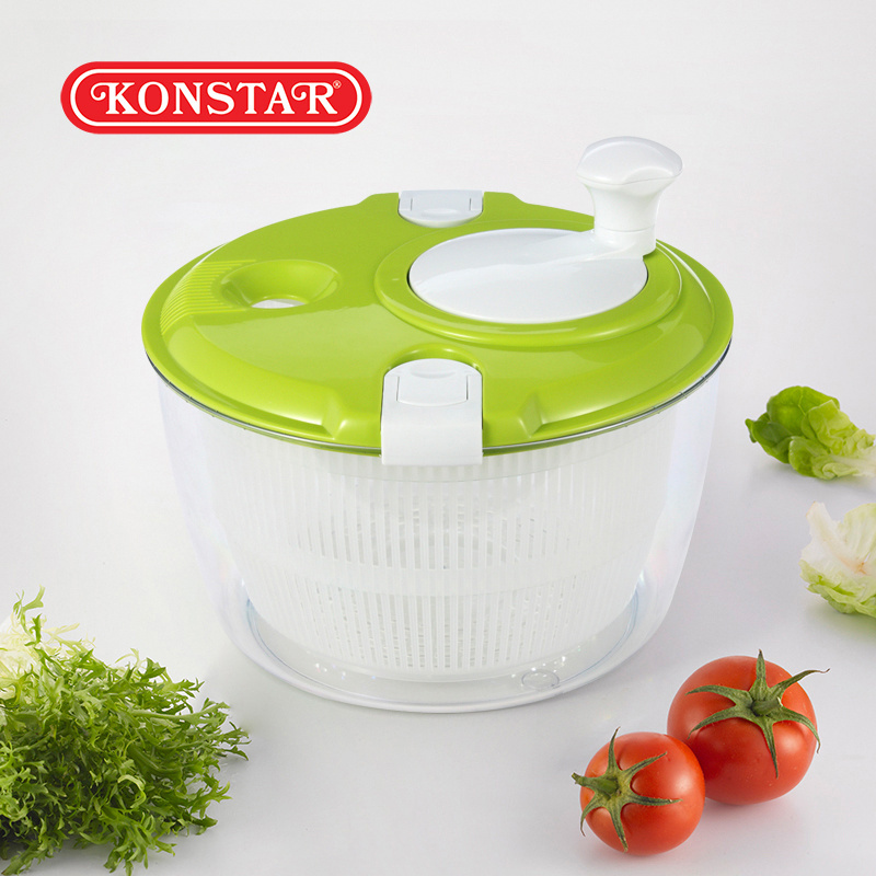 Wholesales Promotional Stainless Steel Square Bowl White Rotary Salad Spinner  Indoor Fruit Washer Tool