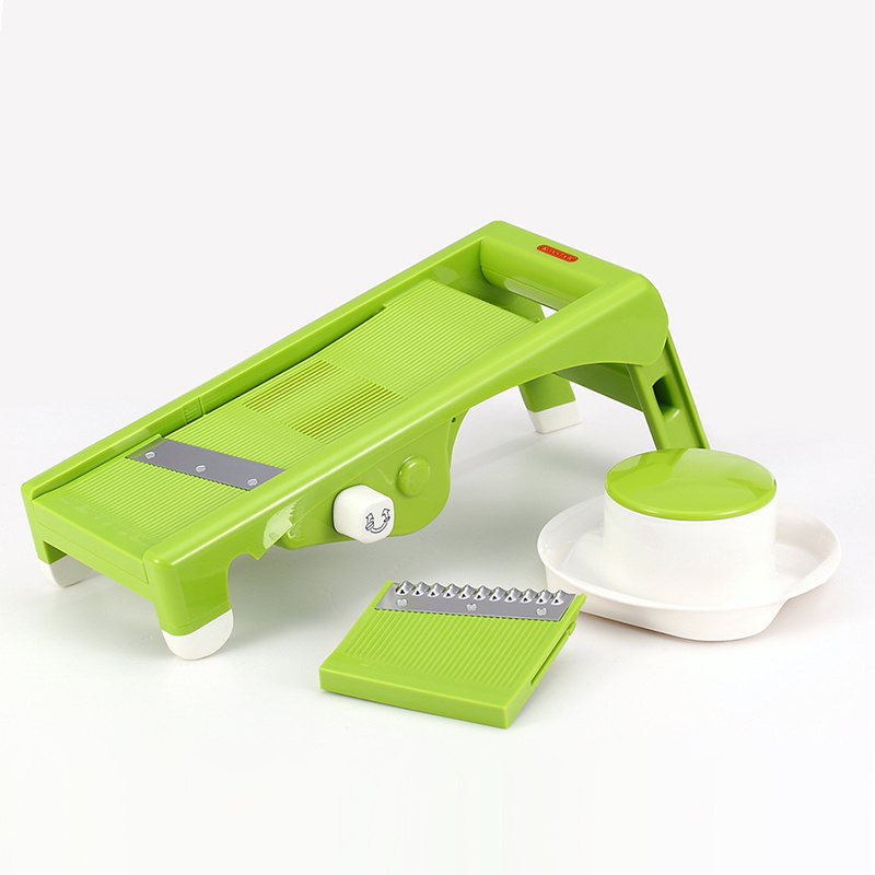 Latest Design Multifunction Kitchen Tools Green & White Vegetable Slicer Grater With Adjustable Slice Thickness