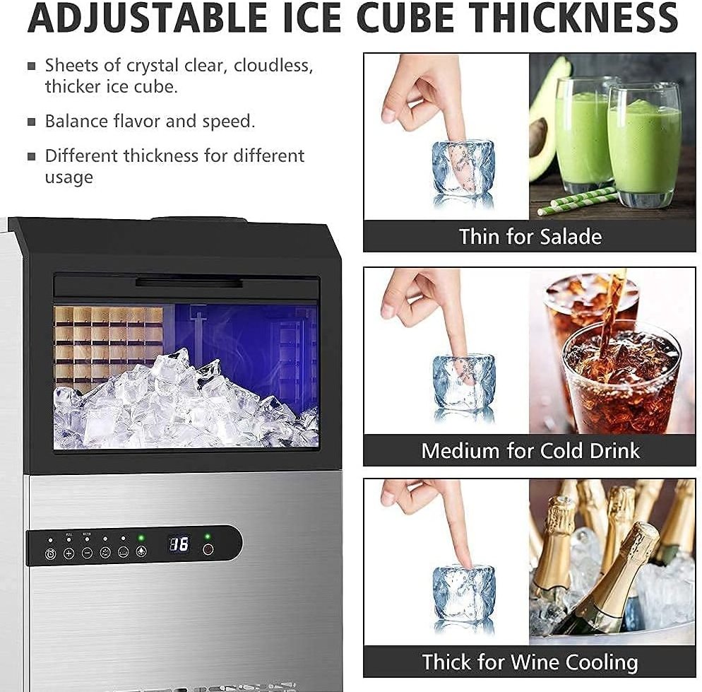 Konwin Freestanding  ice maker machine Commercial Restaurant Bar Cold Drink 30kg/24h 110/220V Portable Ice Cube Maker