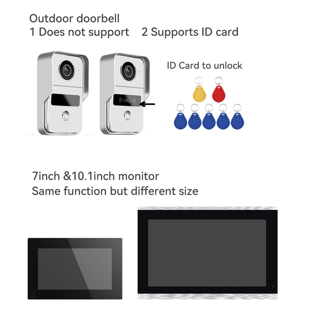 AHD7-1v2 Tuya 1080P Video Door Phone Intercom System 7 Inch touch Monitor Night Vision Door Entry Doorbell Camera for Villa