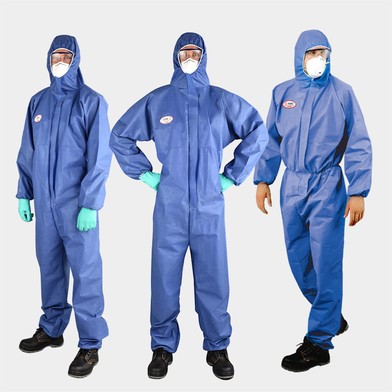 Free sample CE approved bule  K1500 smms nuclear protection disposable safety clothing coverall suits