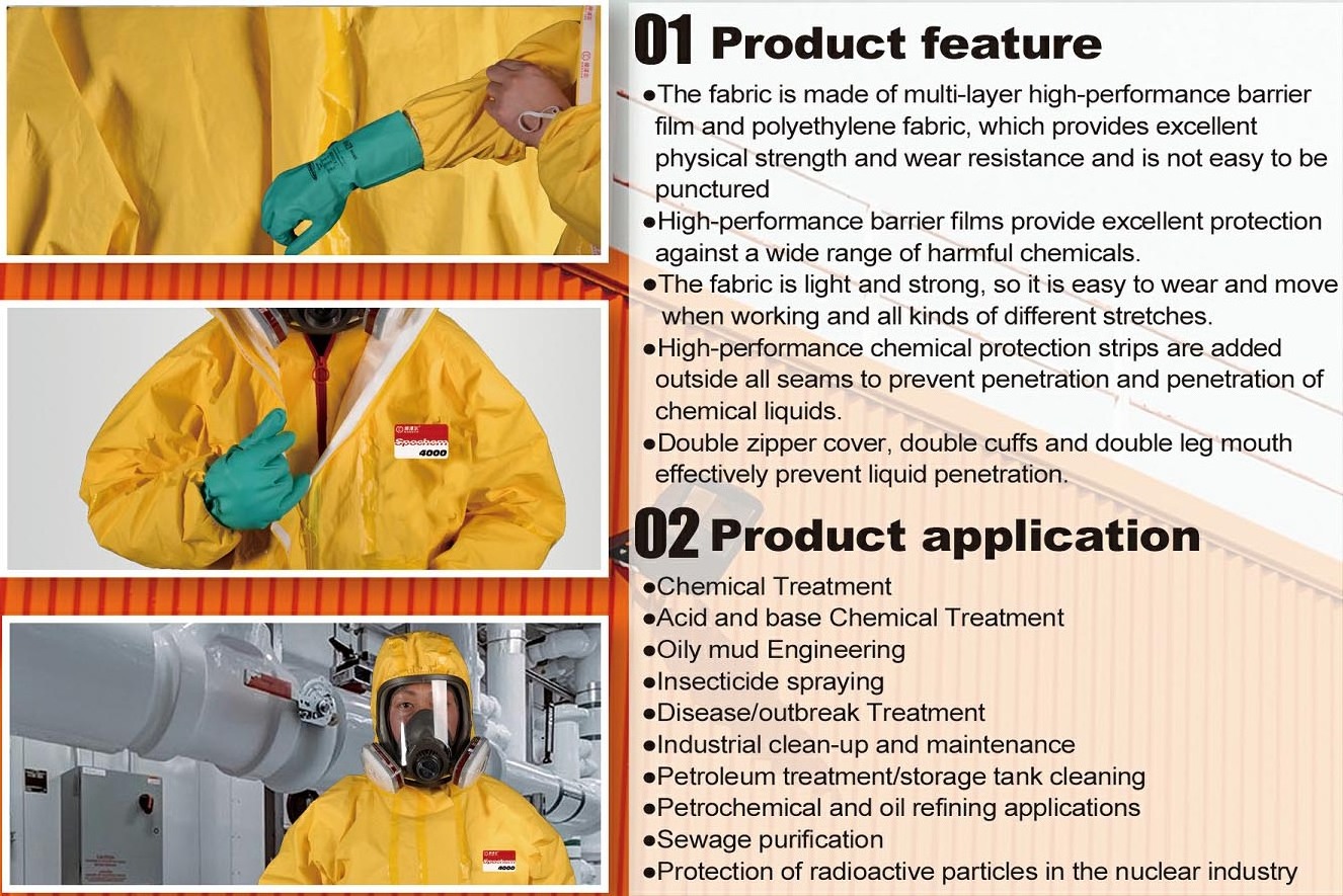 Type 3 industrial Chemical Protective Coverall OEM service painting working jumpsuit anti acid safety coverall