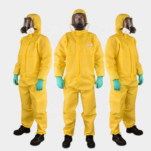 Type 3B/Type 4B Konzer brand yellow HDPE disposable chemical protection chemical hazmat suit gas tight chemical suit