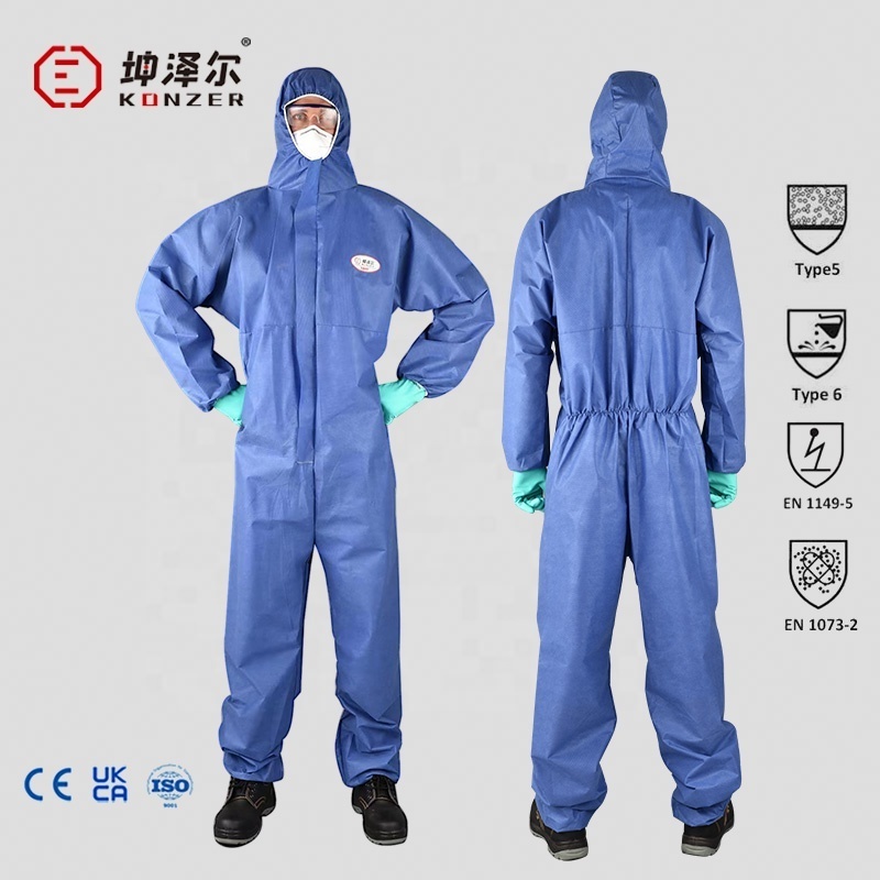 Free sample CE approved bule  K1500 smms nuclear protection disposable safety clothing coverall suits