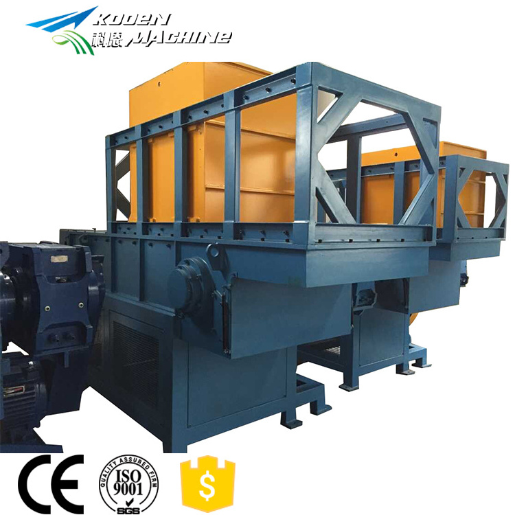 High output industrial waste paper cardboard recycling double shaft shredder machine