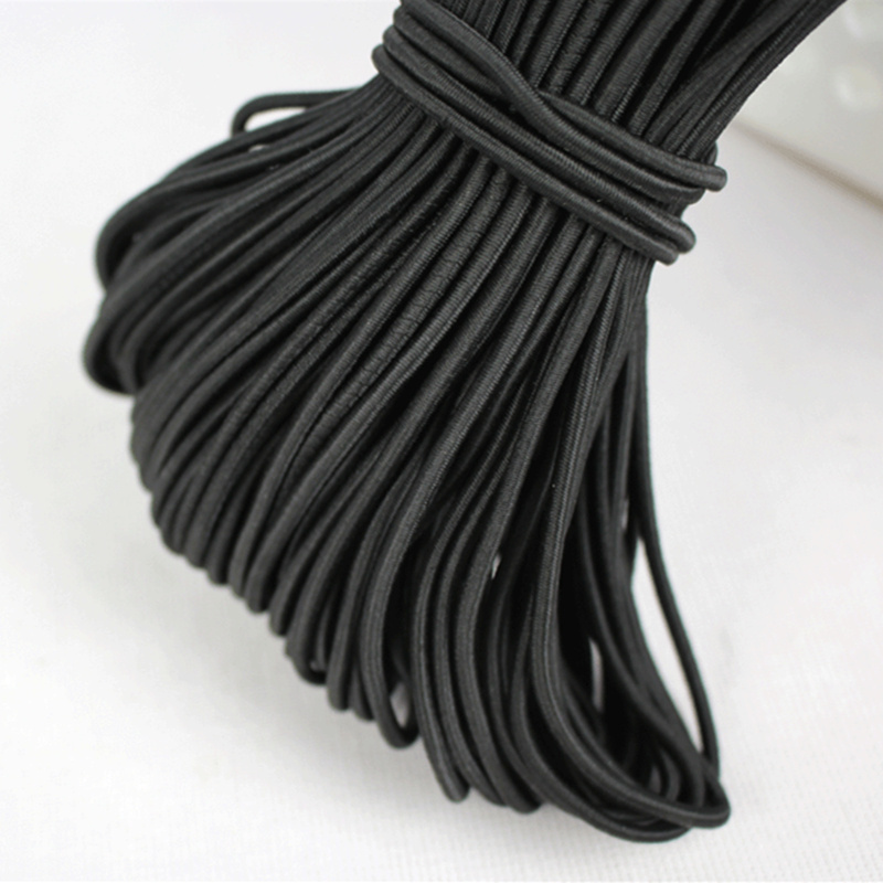 Black/White Round Polyester Elastic Cord Braided Elastic Cords String Durable Rope Bungee Cord Shock Cord