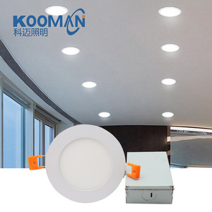 Ultra-Thin LED Recessed Ceiling Light with Junction Box 5CCT Adjustable Dimmable Can-Killer Downlight - ETL and FCC Certified