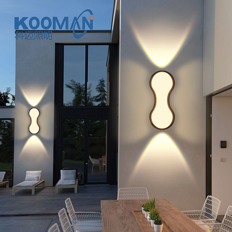 Outdoor Wall Lamp Led Black ABS Simple Modern 10W Background Garden Villa Up Down Wall Lights