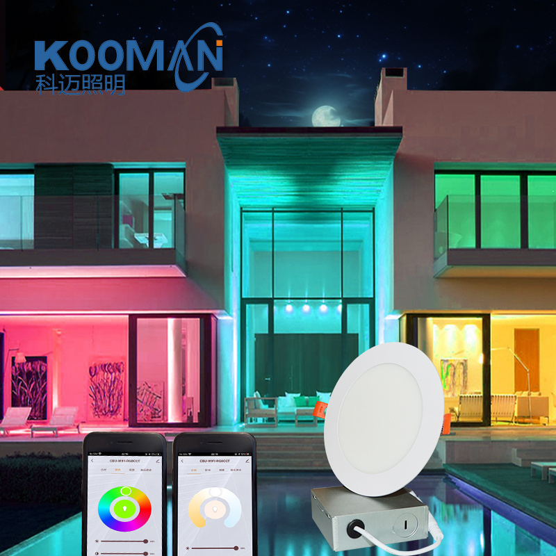 KOOMAN 12 Pack Smart ETL Frameless Commercial RGB Panel Light Recessed WiFi APP& Voice Control Pot Light