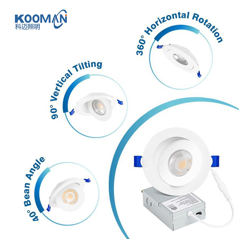 ETL Energy Star 4 Inch 2700K/3000K/3500K/4000K/5000K /6000K Selectable Eyeball Ceilling Potlight Dimmable Recessed Downlight