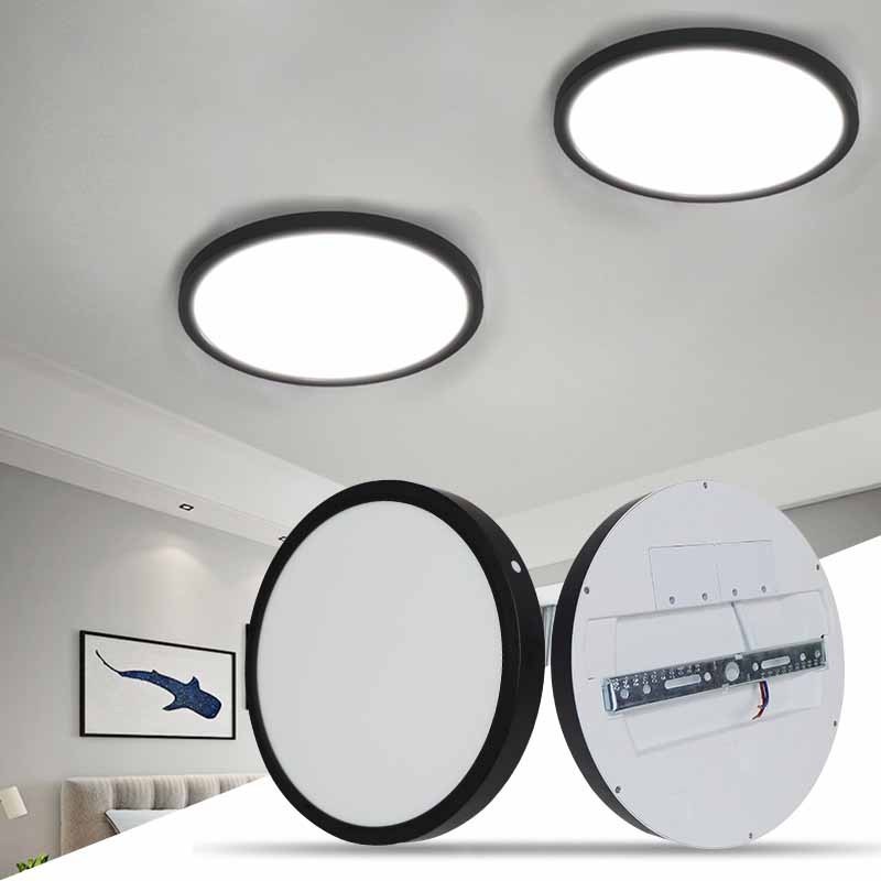 Super Thin 18W Flush Mount 1CCT 6000K Daylight Black Round Flat Led Panel Light Profile Ceiling Light Fitures