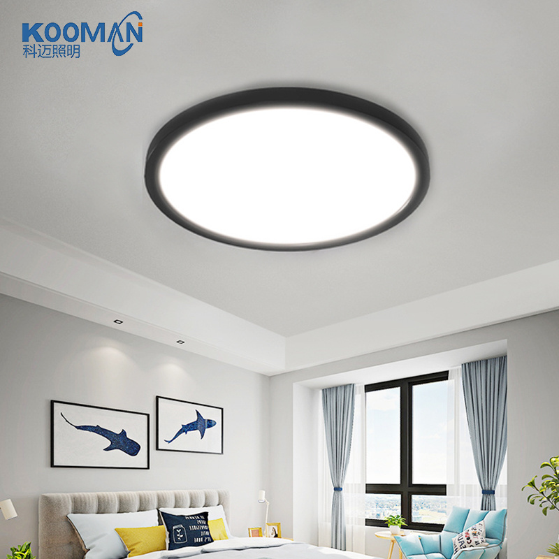 Super Thin 18W Flush Mount 1CCT 6000K Daylight Black Round Flat Led Panel Light Profile Ceiling Light Fitures