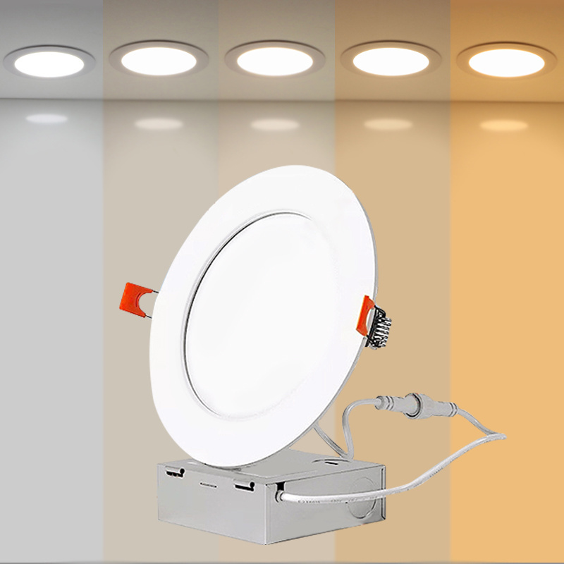 6 Inch 5CCT LED Recessed Ceiling Light with Night Light Dimmable Canless Wafer Downlight ETL&FCC Panel Light