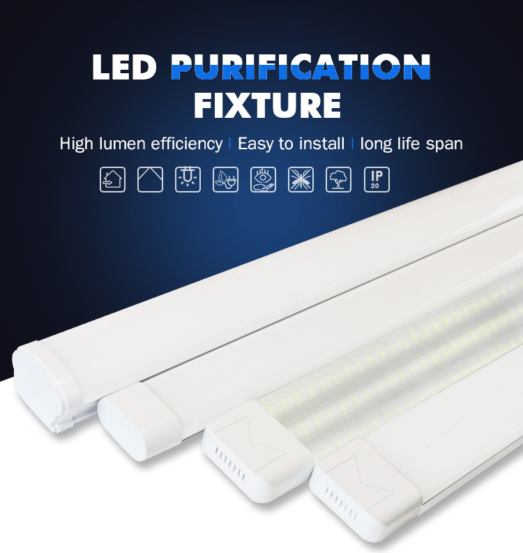 Ip44 60cm Waterproof Triproof Batten Lamp Aluminium Led Tri-proof purification fixture 10w 20w 48w 50w Batten