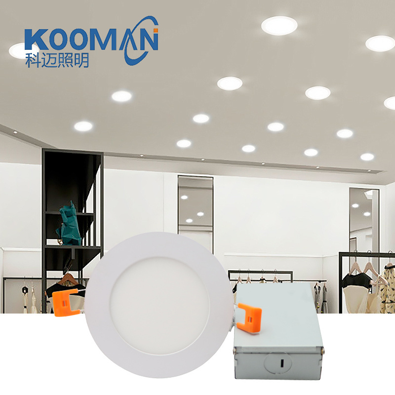 KOOMAN Commercial 12-Pack 6 Inch 6CCT Recessed Slim Panel with Junction Box Dimmable Pot Light ETL FCC Panel light