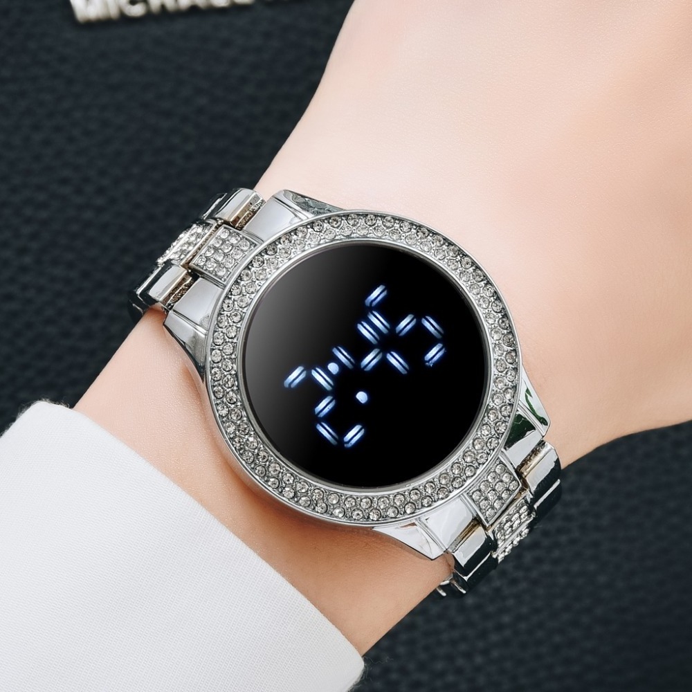 Luxury Digital Watches For Women Rose Gold Stainless Steel Dress LED Quartz Watch Female Clock Relogio Feminino