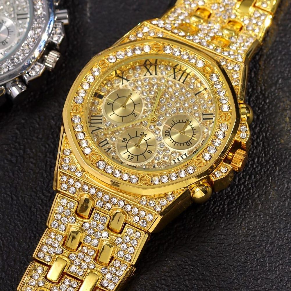 Iced Out Bling Women Men Watches With Bracelet Ladies Luxury Rhinestone Quartz Watch Women's Crystal Watches Relogio Feminino