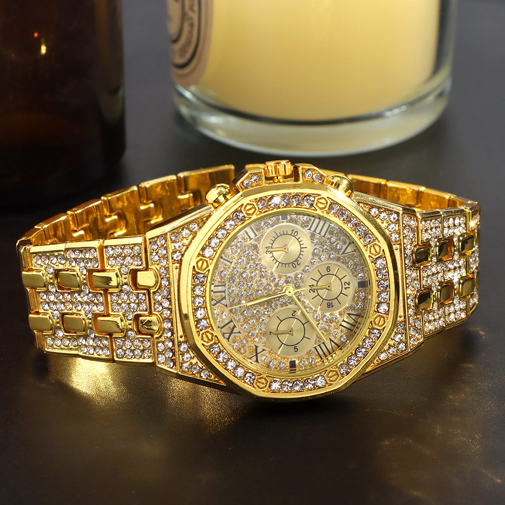 Iced Out Bling Women Men Watches With Bracelet Ladies Luxury Rhinestone Quartz Watch Women's Crystal Watches Relogio Feminino