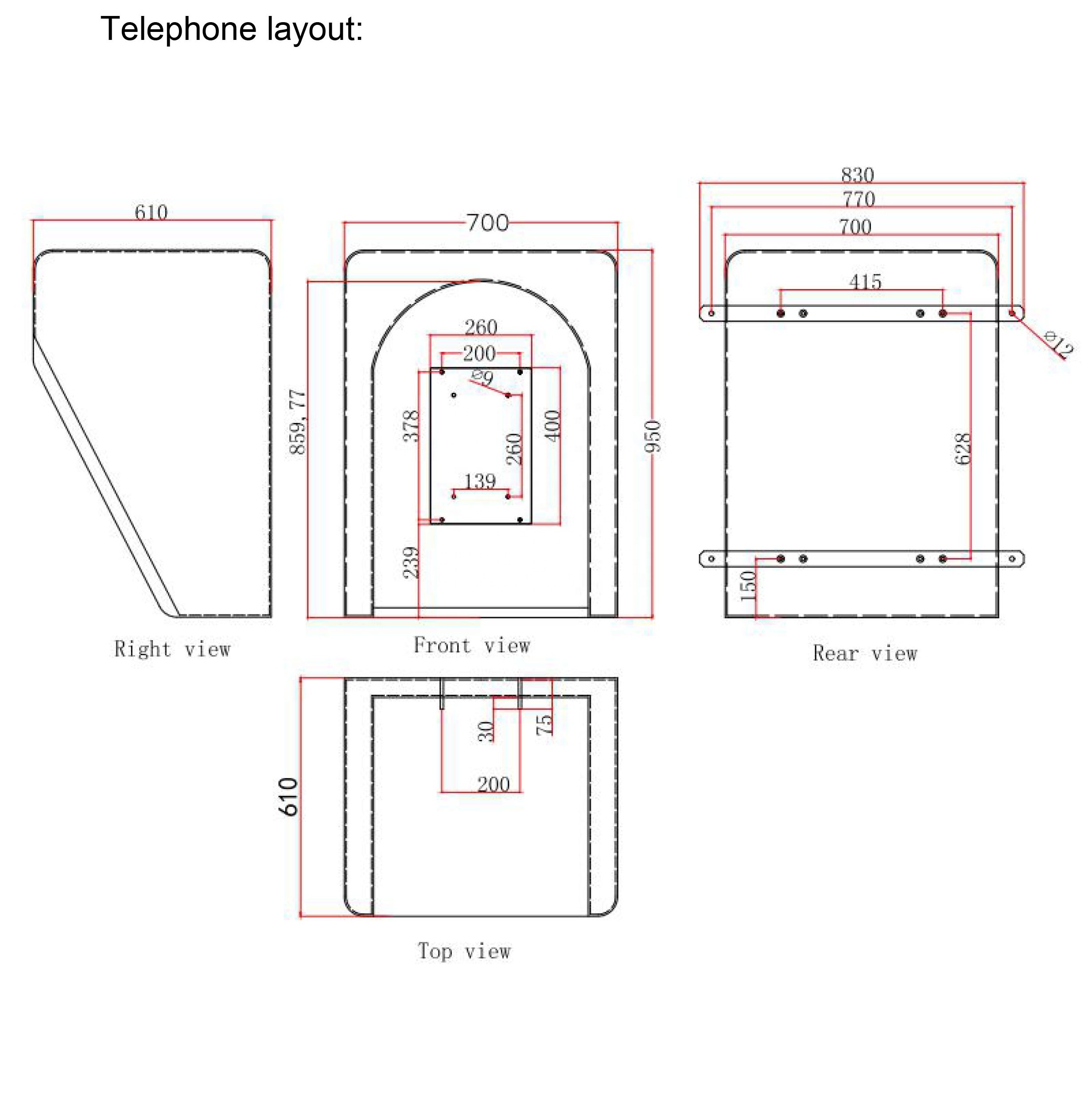 Outdoor Wall Mounted Acoustic Cabin Phone Hood Soundproof Noise Reduction Telephone Box Booth RF-26 for sale