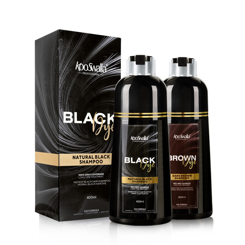 OEM ODM Kooswalla Natural Plant Bubble Hair Dye Shampoo Ammonia And Ppd Free Black Hair Color Shampoo