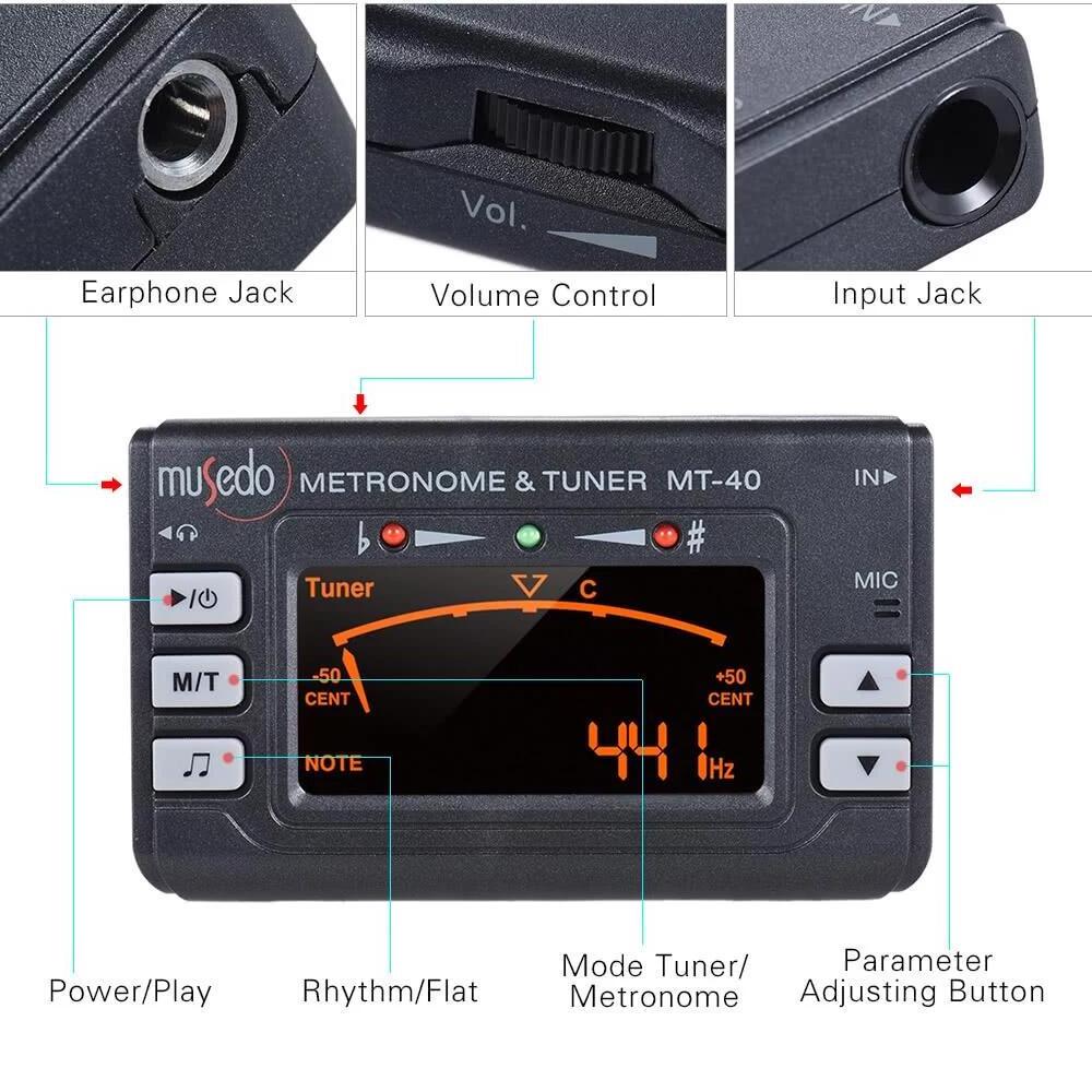 CHERUB MT-40 3-in-1 Guitar Metronome and Tuner for Guitar Bass Violin Ukulele Chromatic