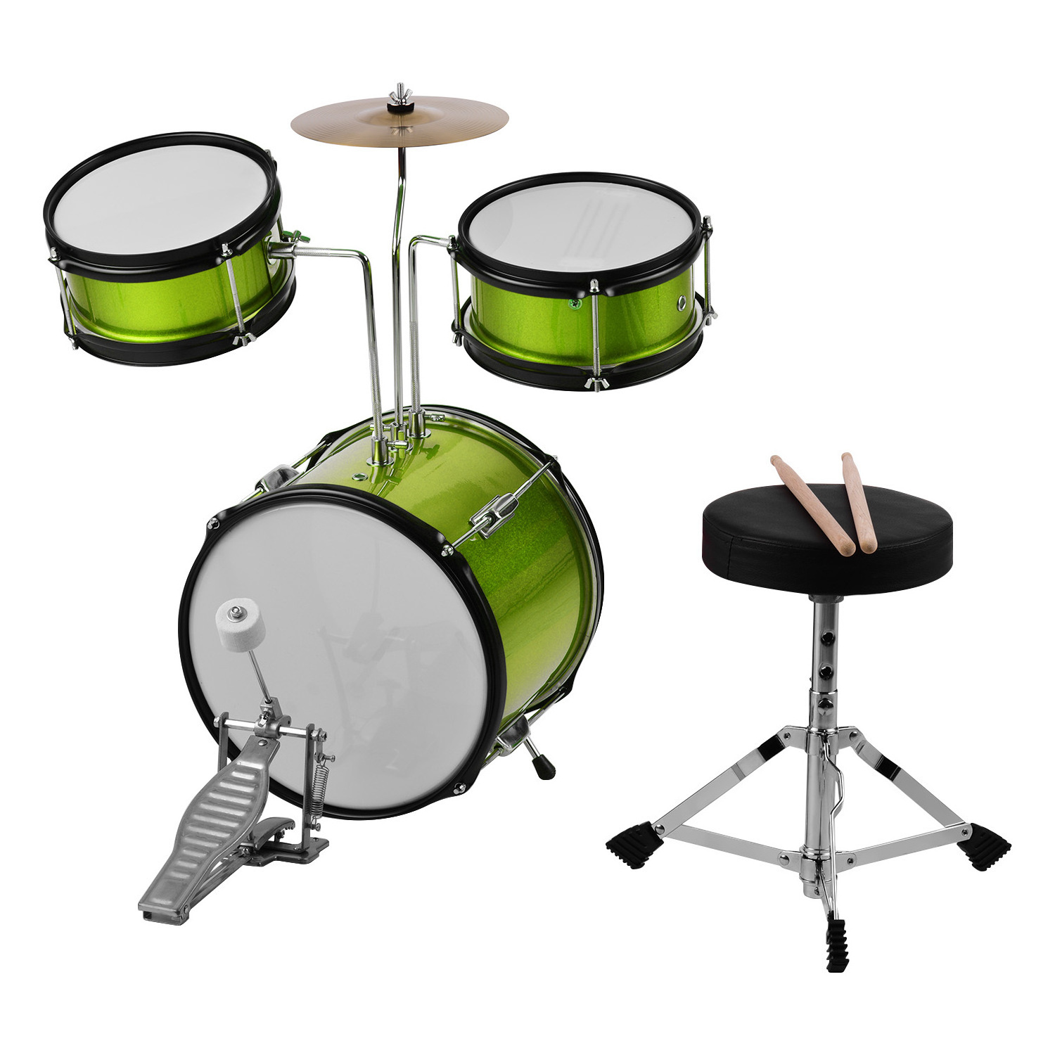 Drum Set Koowind 12 inch Drum Set for Kids 3-Piece with Adjustable Throne Cymbal Pedal & Drumsticks