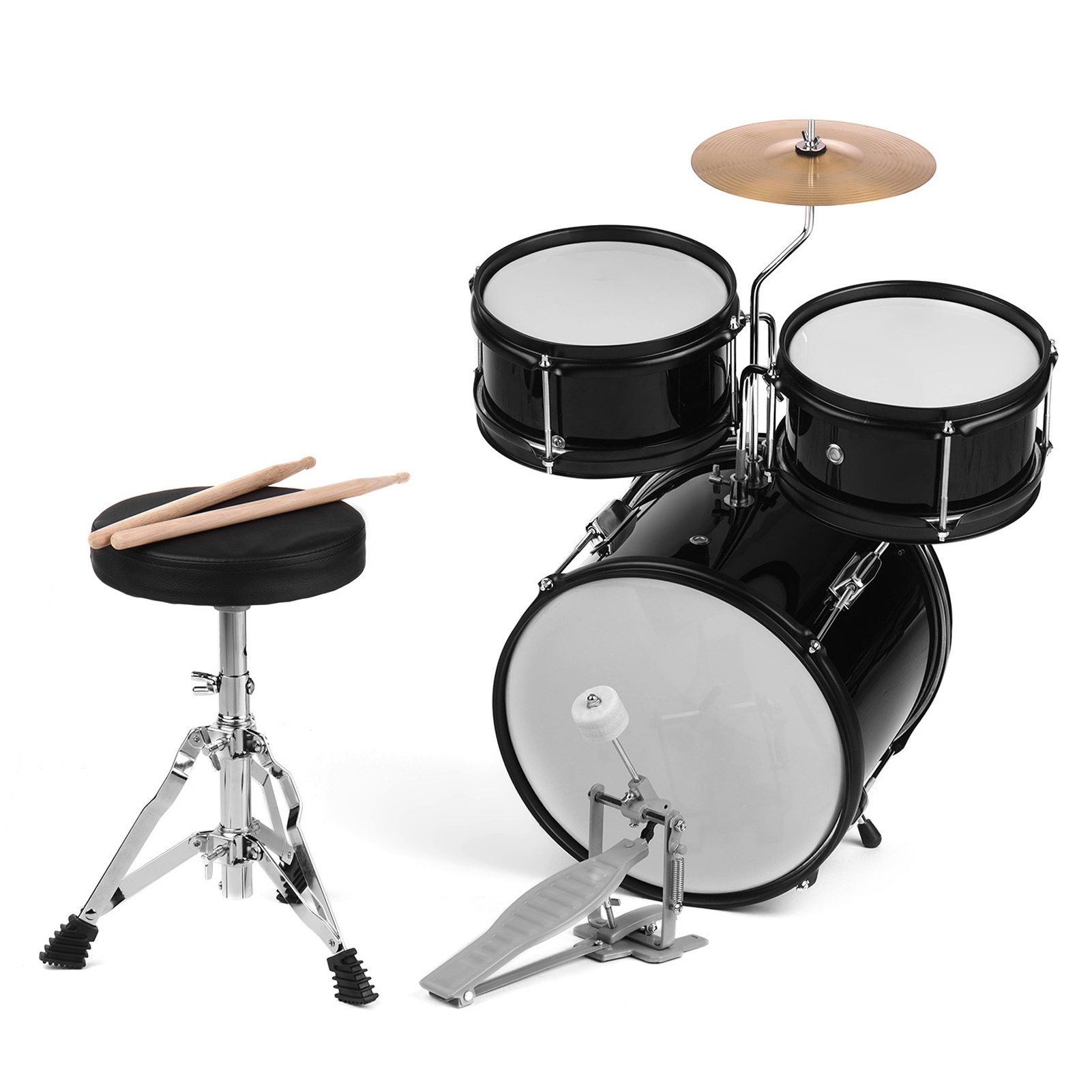 Drum Set Koowind 12 inch Drum Set for Kids 3-Piece with Adjustable Throne Cymbal Pedal & Drumsticks