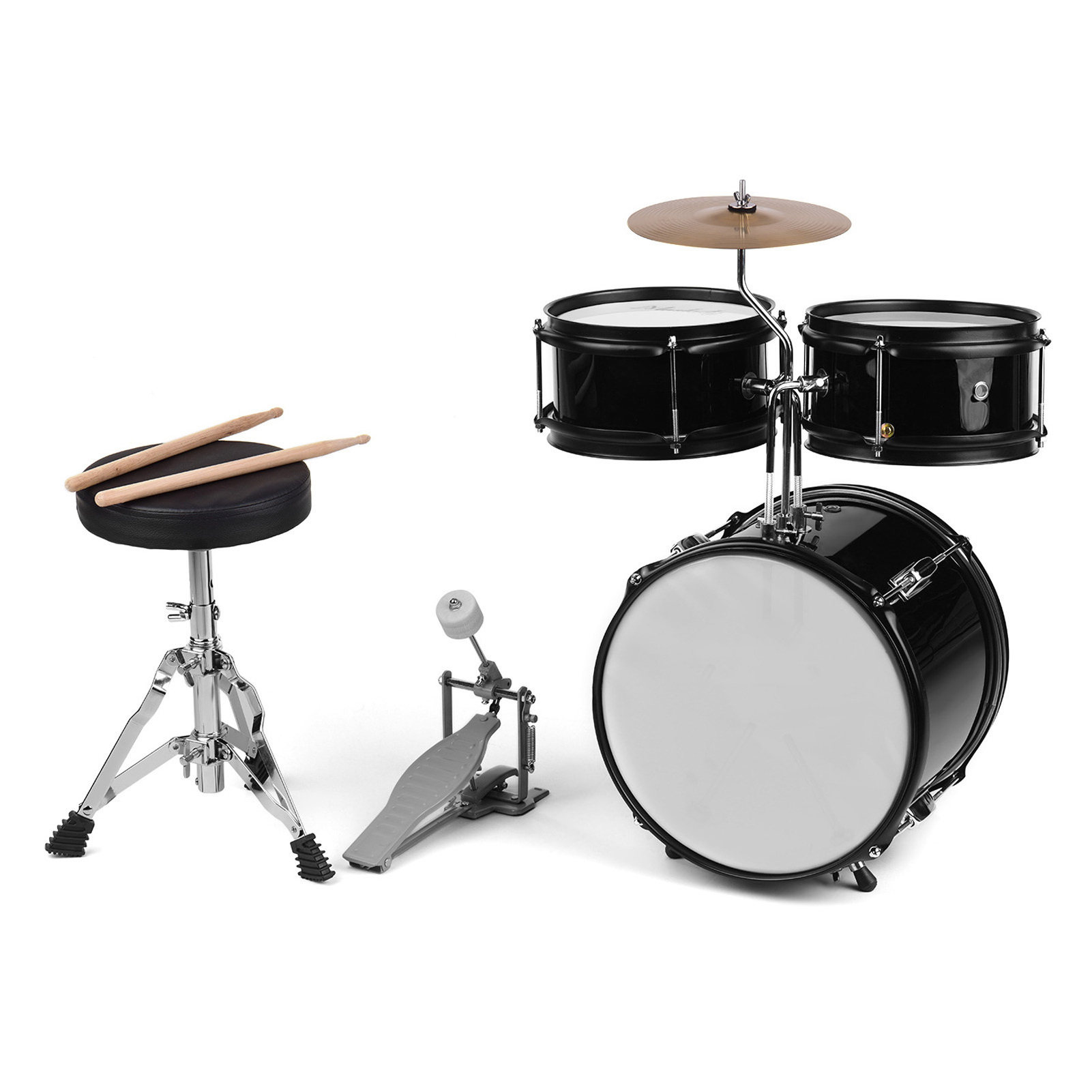 Drum Set Koowind 12 inch Drum Set for Kids 3-Piece with Adjustable Throne Cymbal Pedal & Drumsticks