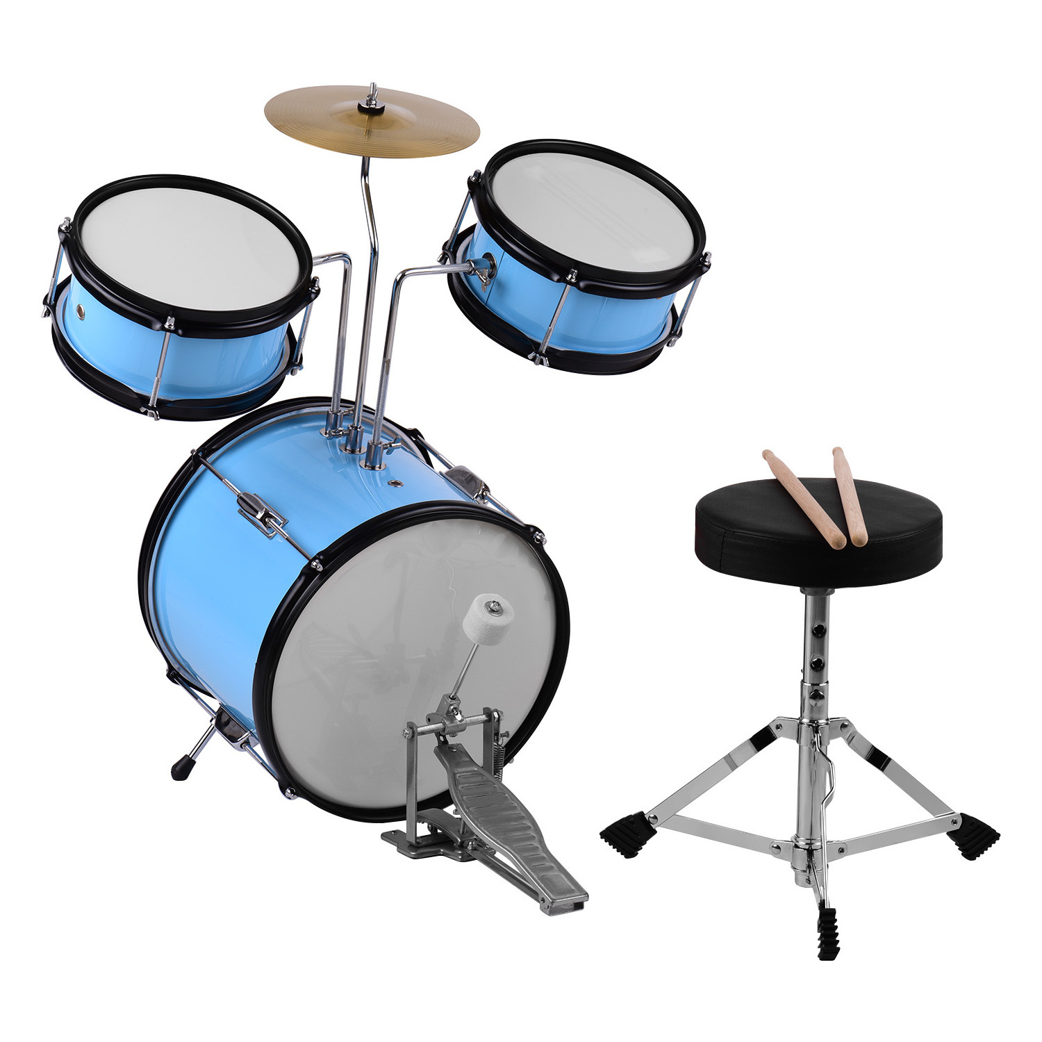 3-Piece Complete Kids Junior Drum Set Children's Beginner Kit with 12