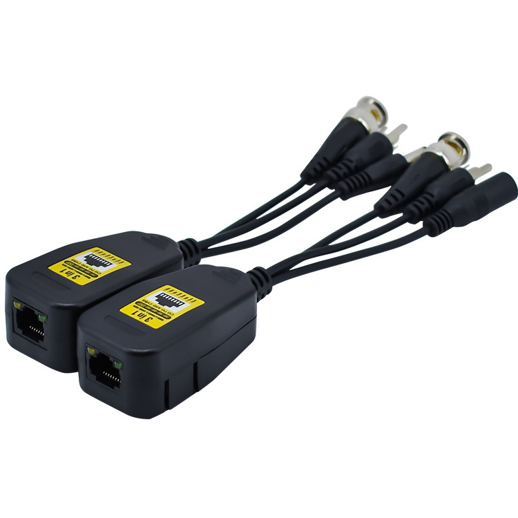 4k/8mp passive video balun bnc to rj45 adapter with power