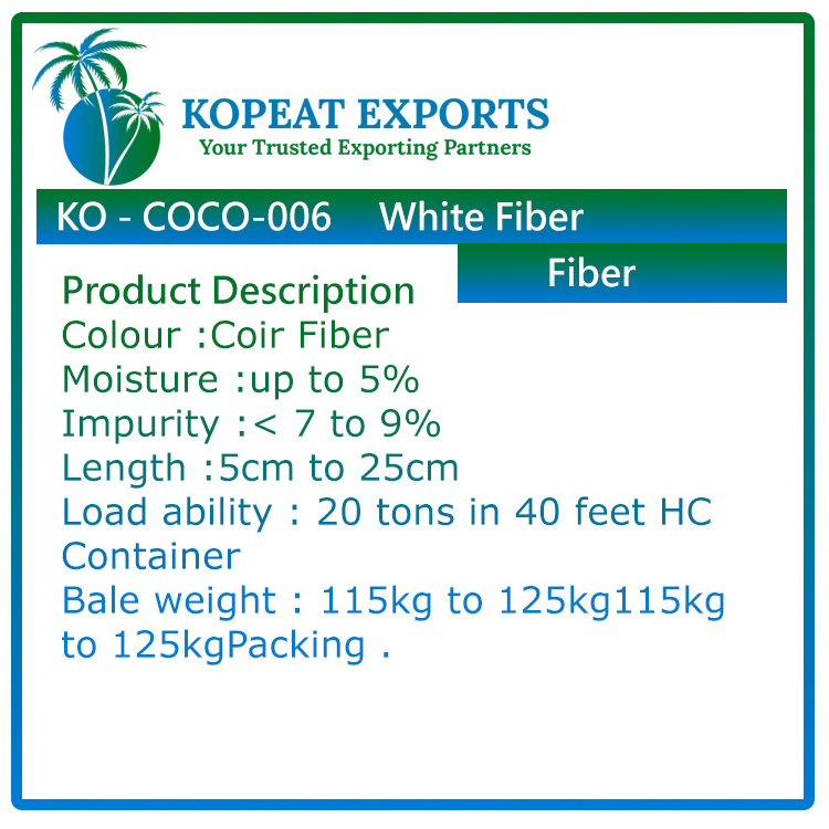 TopQuality Coco Coir White Fiber Bale Coir For Use In Hydroponic Farming At Lowest Price To Export Quality From Indian Exporters