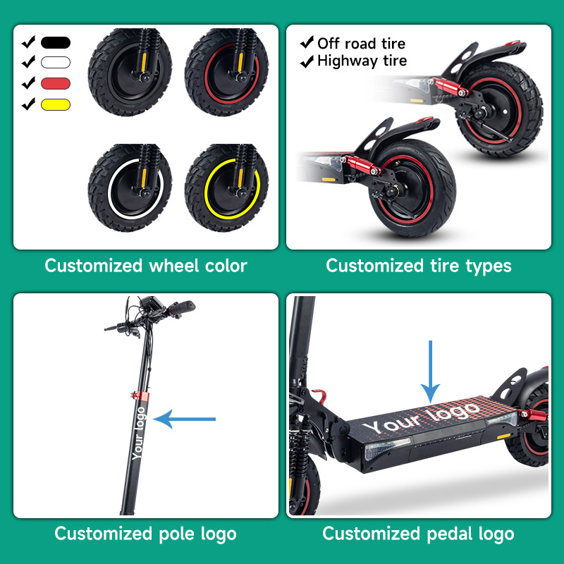 High quality T4 double motors 10inch big  wheel 1000w two wheels off-road electric scooters