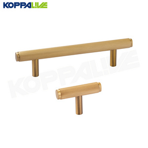 Koppalive Straight Stripe Solid Brass Cabinet Handles 160mm Furniture Cupboard Kitchen Door Handles and Pulls