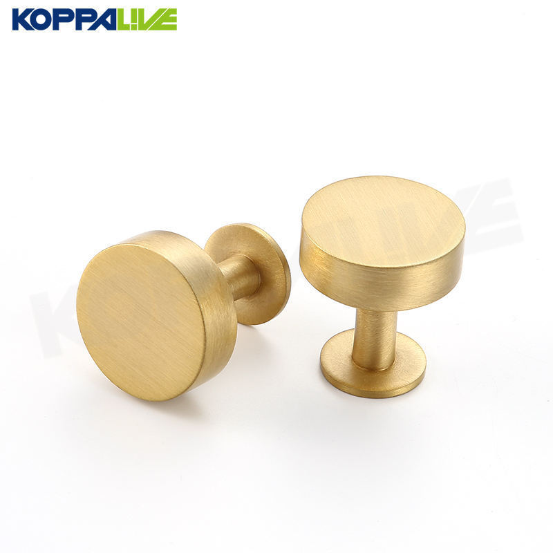 Koppalive Unique Design Furniture Hardware Gold Drawer Dresser Knobs Flat Brass Kitchen Cabinet Door Handle Knob