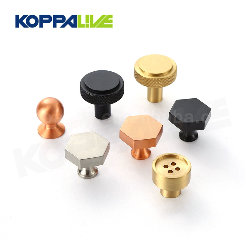 Modern furniture hardware satin nickel kitchen knurled knobs handles rose gold brass cabinet door drawer knobs