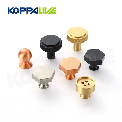 Modern furniture hardware satin nickel kitchen knurled knobs handles rose gold brass cabinet door drawer knobs