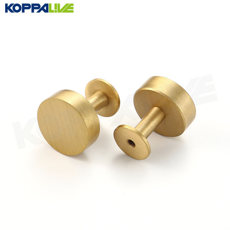 Koppalive Unique Design Furniture Hardware Gold Drawer Dresser Knobs Flat Brass Kitchen Cabinet Door Handle Knob