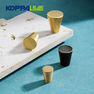 Koppalive Cone Cabinet Door Knobs Tapered Gold Solid Brass Kitchen Drawer Knob for Furniture Hardware