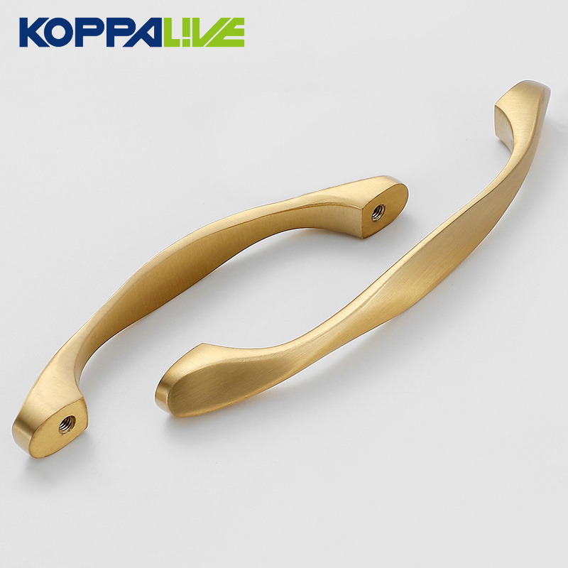 Koppalive Twist cabinet hardware handle modern gold brass drawer pull kitchen cabinet handles for furniture