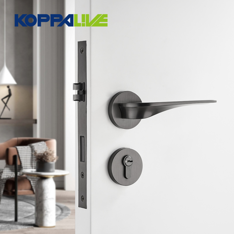 KOPPALIVE Creative european brass door lock set exterior bedroom double sided wooden door handles with lock