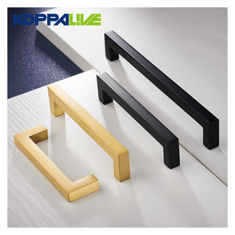 Koppalive Luxury Kitchen Cupboard Handles Drawer Handles 5 inch 192mm Gold and Black Brushed Brass Square Cabinet Pull