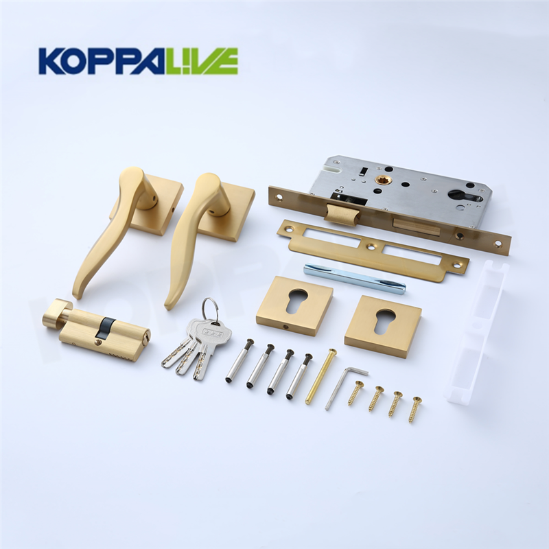 Koppalive Factory direct european style brass door lock set bedroom silent single latch lever door handle