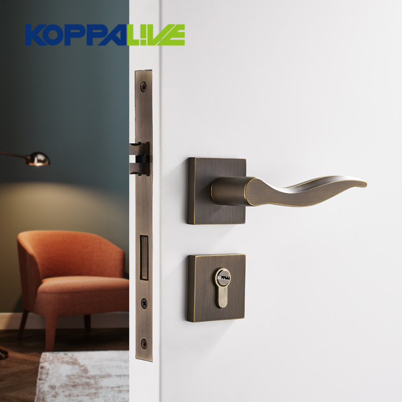 Koppalive Factory direct european style brass door lock set bedroom silent single latch lever door handle