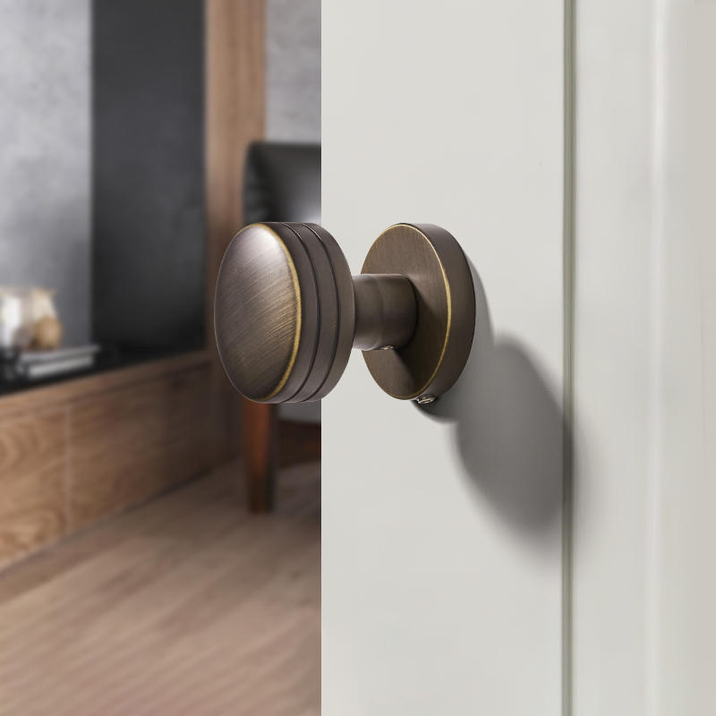 Koppalive solid brass door knob invisible lock black antique round interior passage privacy door handle